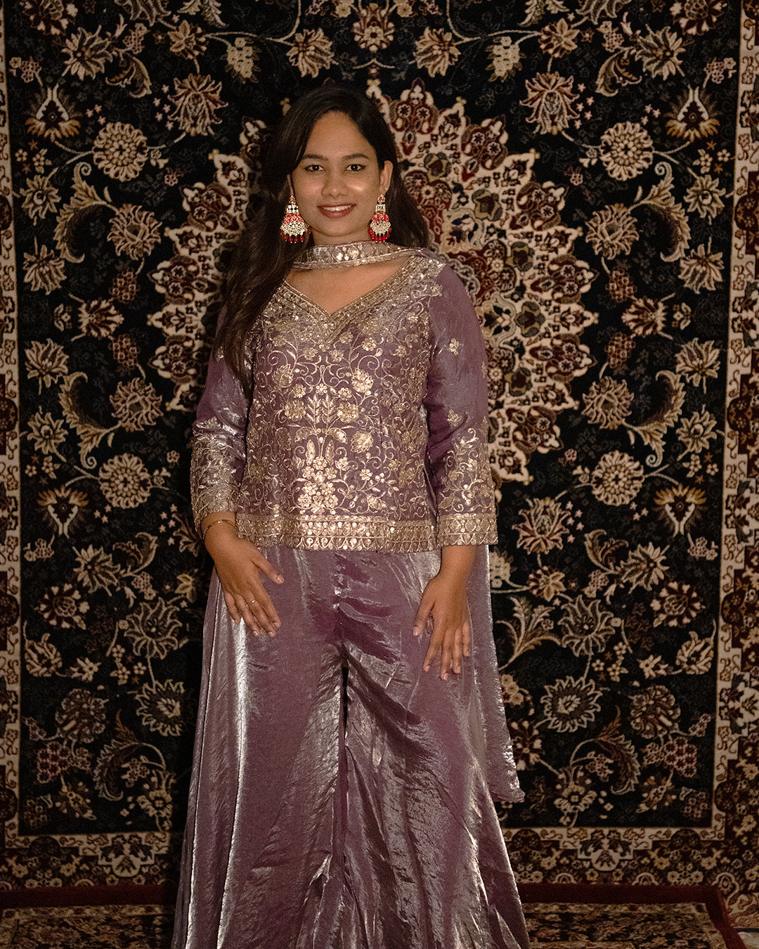Amulya Lavender Sharara Set (3-Piece)