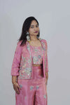 Lisha Pink Tissue Sharara Set  (3-Piece Set)