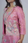 Lisha Pink Tissue Sharara Set  (3-Piece Set)