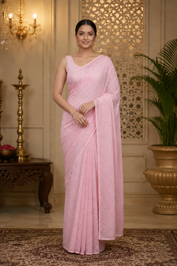 Mandara Jimmy Choo Soft Pink Saree