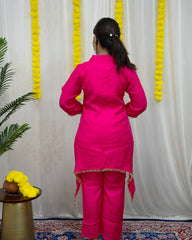 Ada Pink Embroidered Co-ord Set (2-Piece)