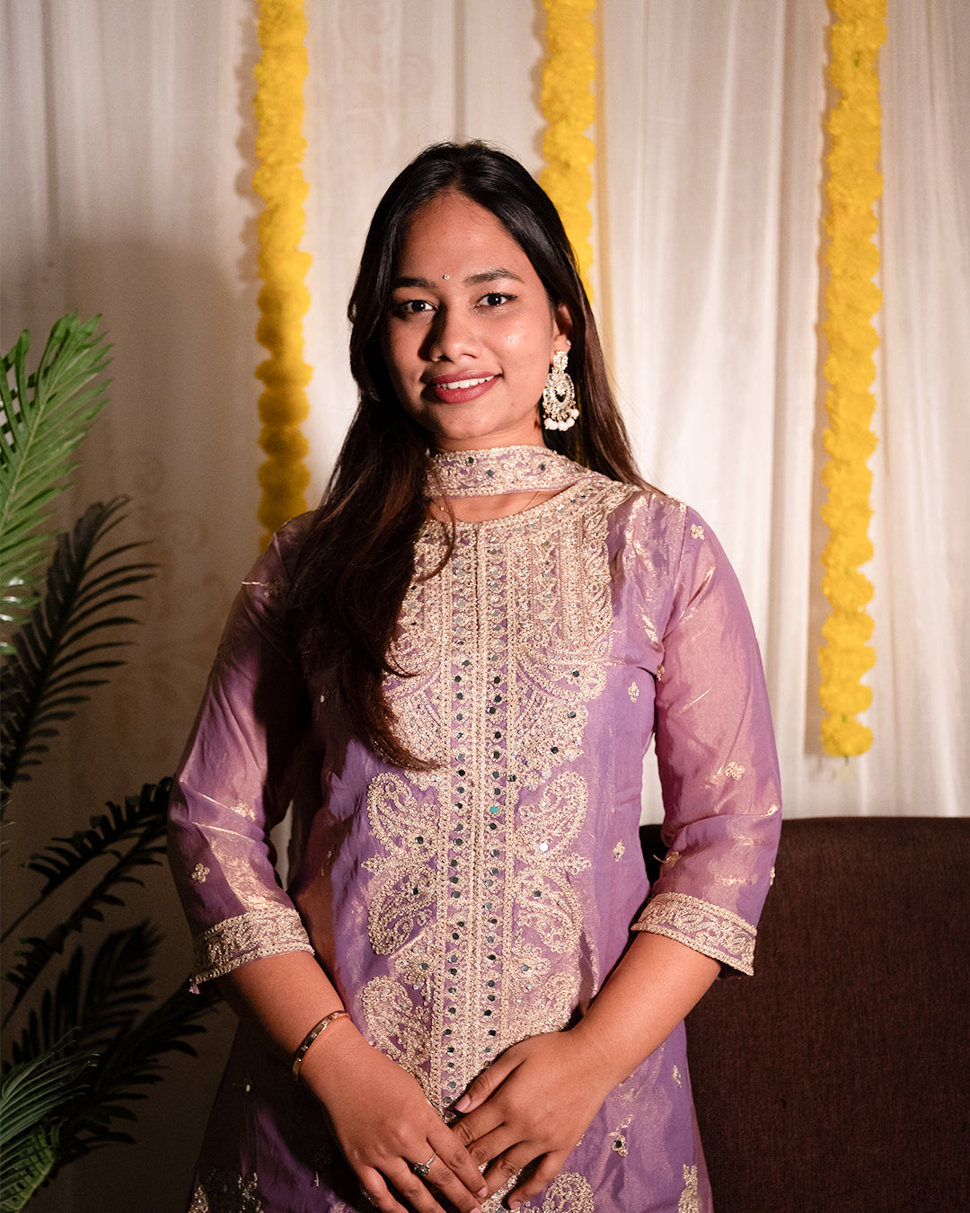 MANISHA Purple Sharara Set (3-Piece)