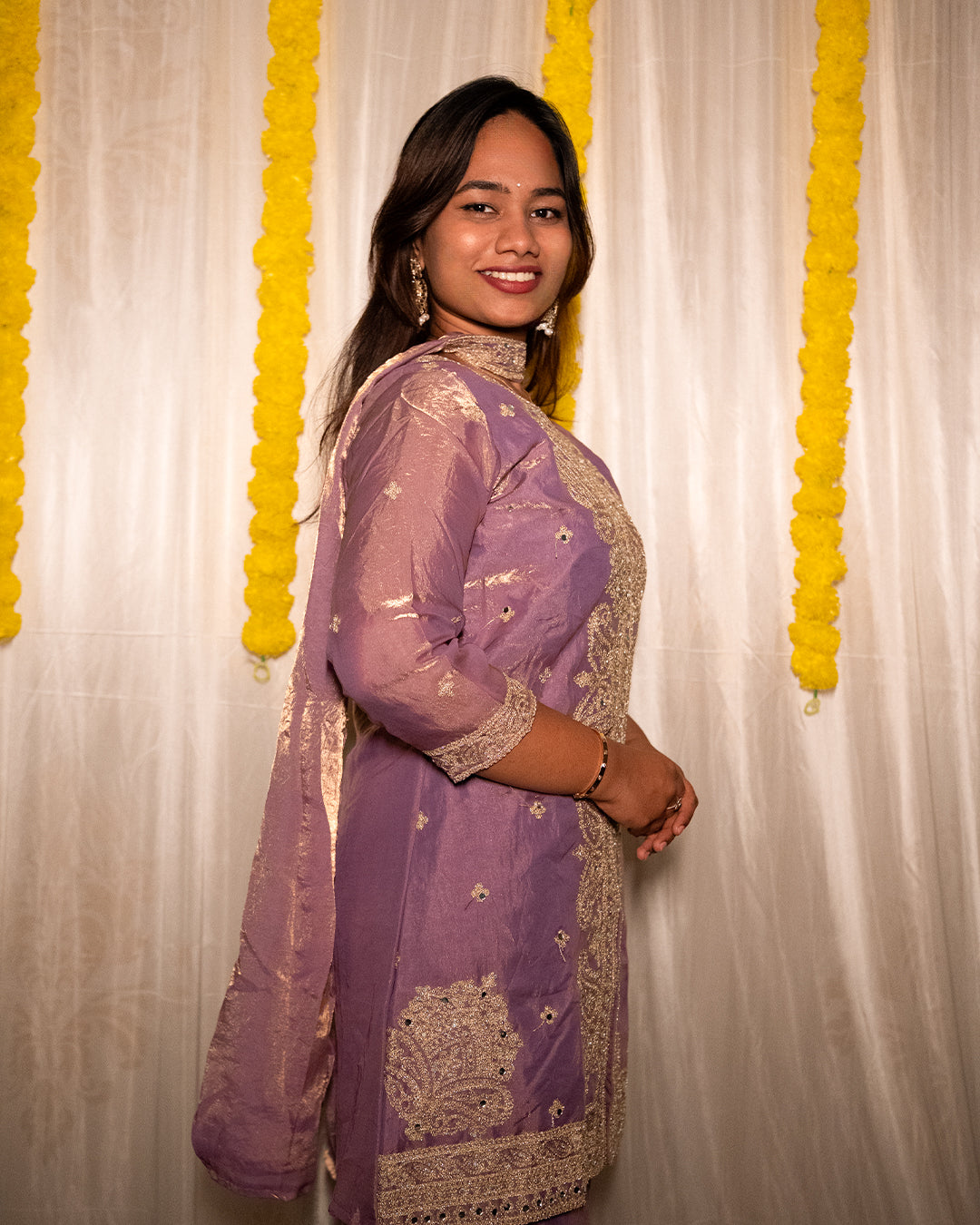 MANISHA Purple Sharara Set (3-Piece)