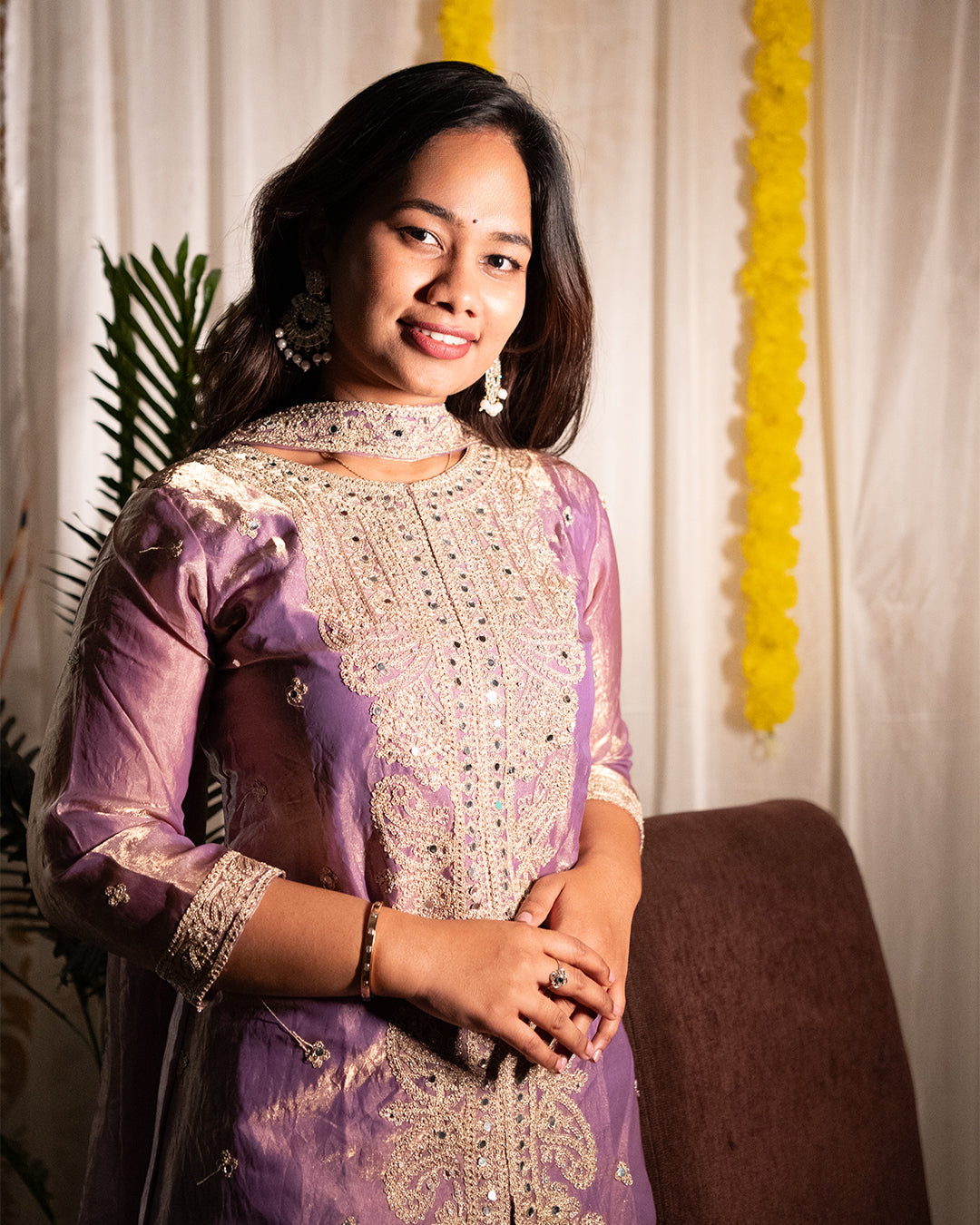 MANISHA Purple Sharara Set (3-Piece)