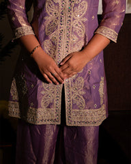 MANISHA Purple Sharara Set (3-Piece)