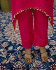 Ada Pink Embroidered Co-ord Set (2-Piece)