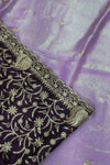 laaki Purple fabric with gold embroidery