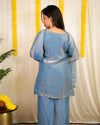 Sanvi Sky Blue Embroidered Tissue Sharara Set
