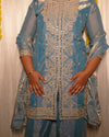 Sanvi Sky Blue Embroidered Tissue Sharara Set