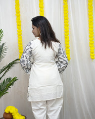 Priya White Printed Kurta Pant Set 2-Piece