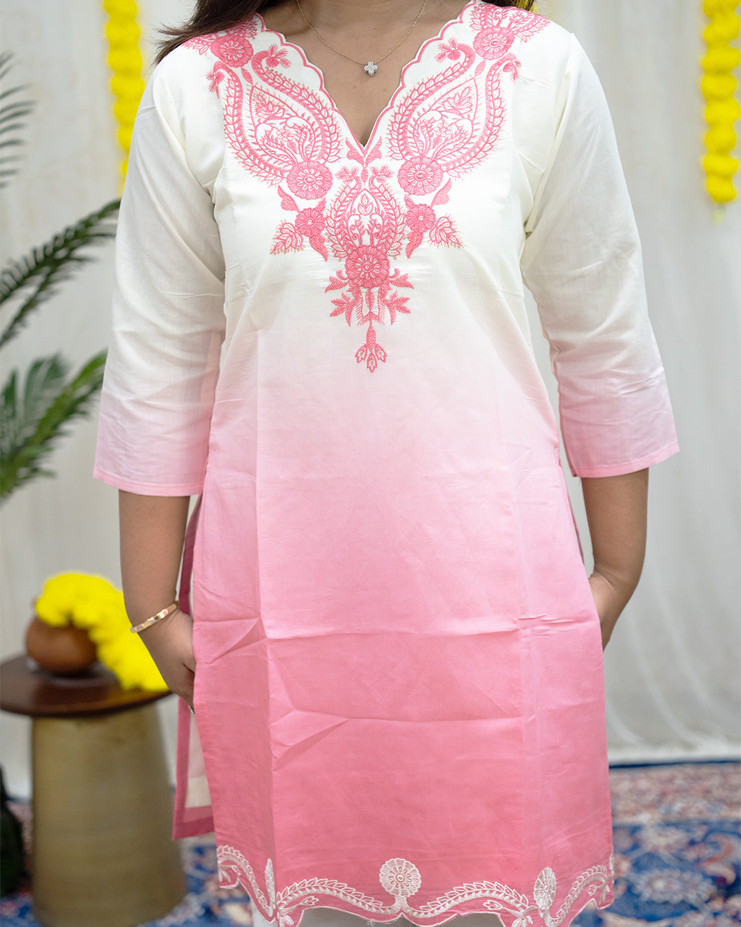 Aria Pink Ombre Kurta Set 2-Piece