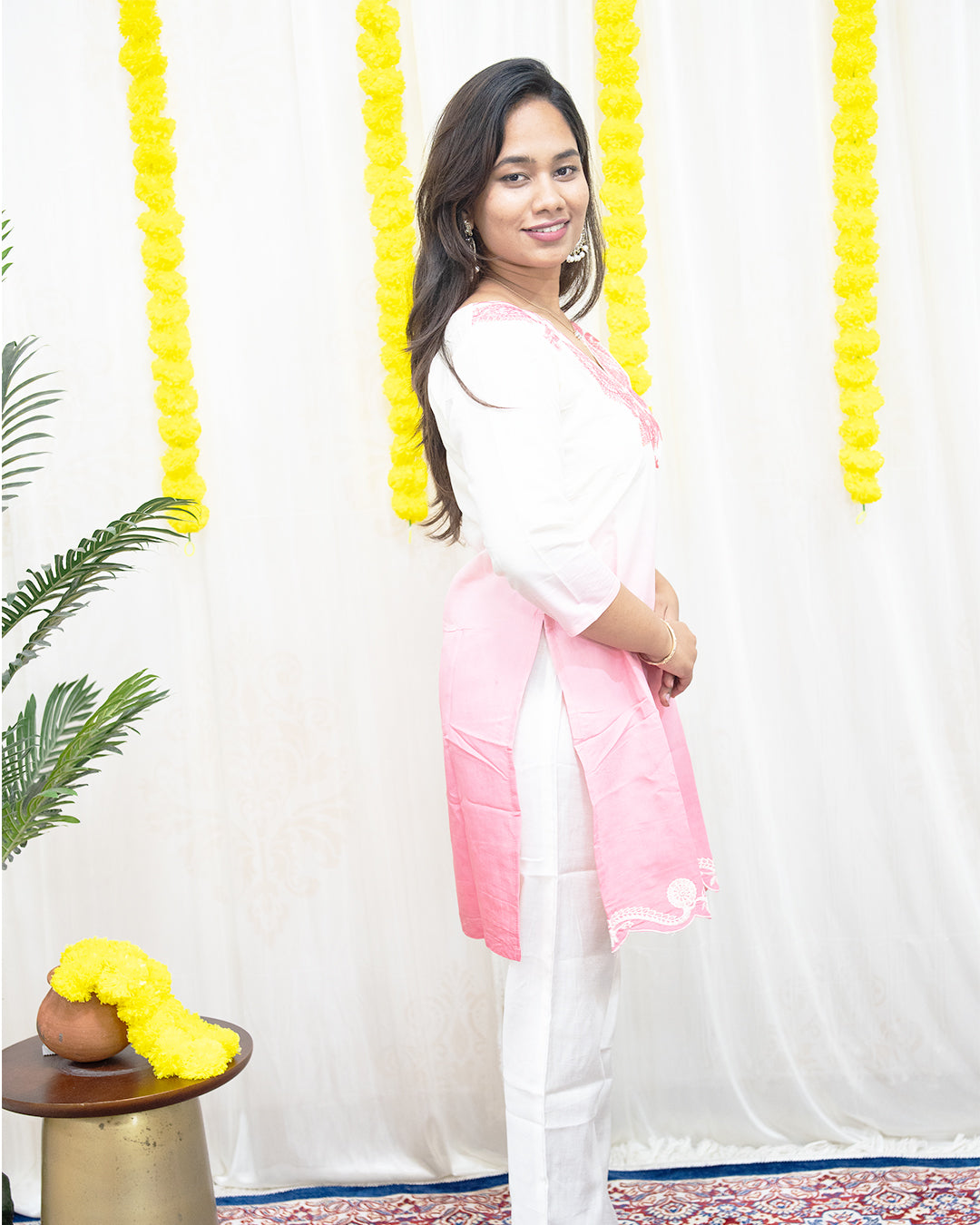 Aria Pink Ombre Kurta Set 2-Piece